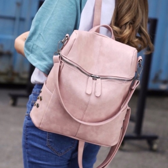 SHEIN Handbags - NWT millennial pink suede leather backpack